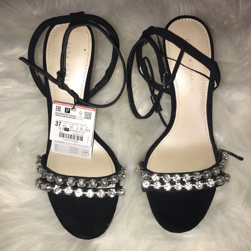 Zara open toed black heels
